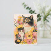 Carte postale pour maman de chatte mère et chaton  (Debout devant)