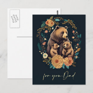 Carte Postale Pour papa sur la fête des pères mignonne ours Folk