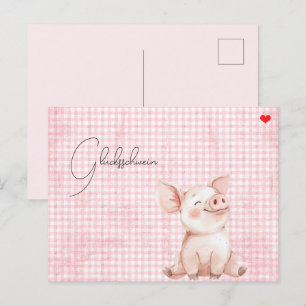 Carte postale pour porte-bonheur rose