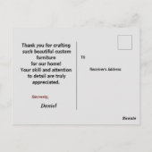 Carte Postale Pour remercier un charpentier (Dos)