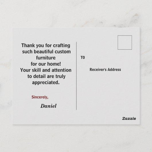 Carte Postale Pour remercier un charpentier (Dos)