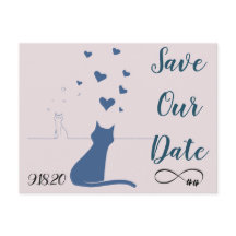 Carte postale pour réserver la date avec des chats