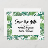 Carte postale pour réserver la date avec feuilles (Devant / Derrière)