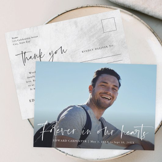 Carte Postale Pour toujours dans nos coeurs Merci funéraire funé