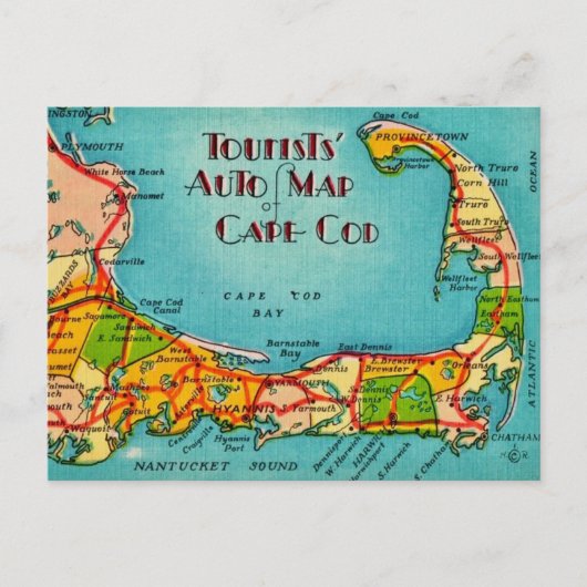 Carte postale pour touristes de Cape Cod (Devant)