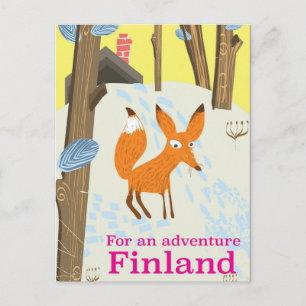 Carte Postale Pour une affiche de voyage rétro Adventure Finland