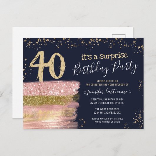 Carte postale pour une fête surprise d'anniversair (Devant / Derrière)