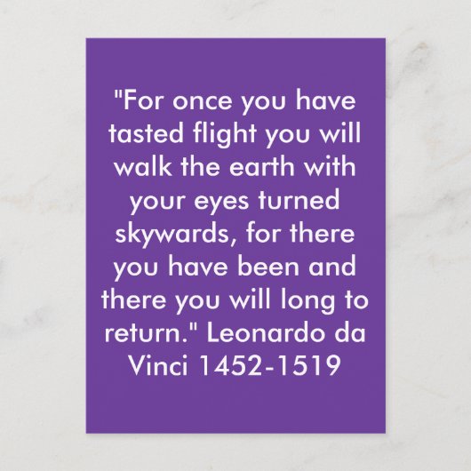 Carte Postale "Pour une fois vous avez goûté vol .. (Devant)