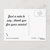 Carte postale pour vétérans Merci (Dos)