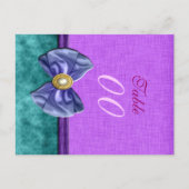 Carte Postale Pourpre "numéro de table" turquoise mariage damask (Devant)