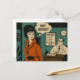 Carte Postale Pourquoi ennuyer une femme chez le médecin Rétro m