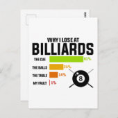 Carte Postale Pourquoi je perds à Billiards (Devant / Derrière)