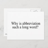 Carte Postale Pourquoi l'abréviation est-elle si longue ? (Devant / Derrière)