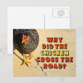 Carte Postale Pourquoi le poulet a-t-il traversé la route? (Devant / Derrière)