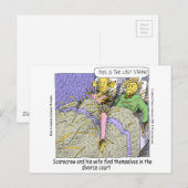 Carte Postale Pourquoi les épouvantails divorcent drôle (Devant / Derrière)