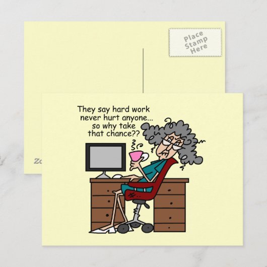 Carte Postale Pourquoi un Humour de travail difficile (Devant / Derrière)