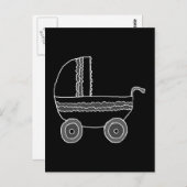 Carte Postale Poussette noire et blanche pour bébé. (Devant / Derrière)