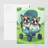 Carte Postale Poussette pour Bouledogue Français (Devant / Derrière)