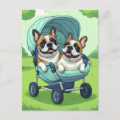 Carte Postale Poussette pour Bouledogue Français (Devant)