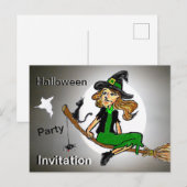 Carte Postale Poussière de sorcière d'Halloween. Invitation de p (Devant / Derrière)