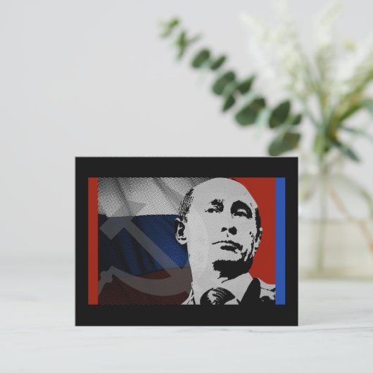 Carte Postale Poutine avec le drapeau russe (Debout devant)