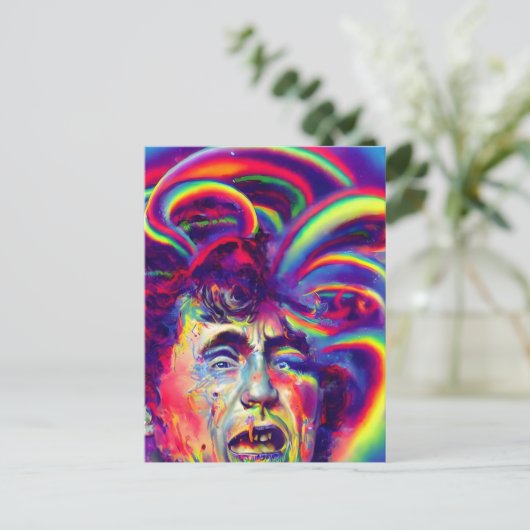 Carte postale Poutine et ses pensées arc-en-ciel (Debout devant)