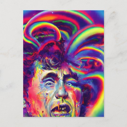 Carte postale Poutine et ses pensées arc-en-ciel (Devant)