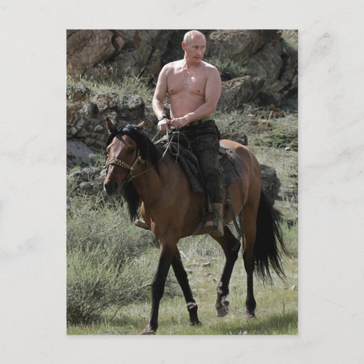 Carte Postale Poutine intrépide à cheval (Devant)