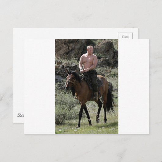 Carte Postale Poutine intrépide à cheval (Devant / Derrière)