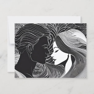 Carte Postale Pouvoir noir et blanc de l'amour