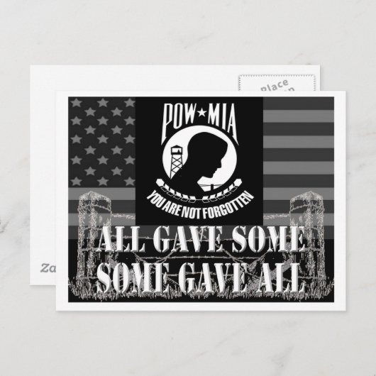 CARTE POSTALE POW-MIA (Devant / Derrière)