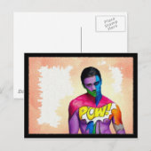 Carte Postale POW ! - peinture originale (Devant / Derrière)