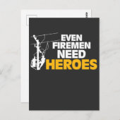 Carte Postale Power Lineman Cadeau amusant Même les pompiers ont (Devant / Derrière)