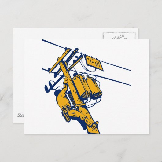 Carte Postale Power Lineman Electrician (Devant / Derrière)