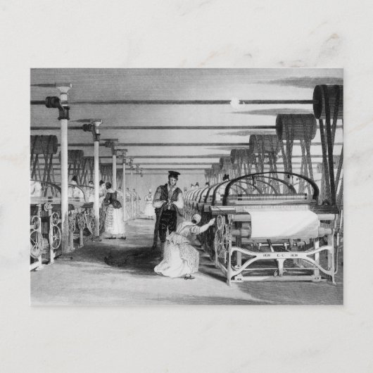 Carte Postale Power Loom Weaving, gravé par J. Tingle, 1835 (Devant)