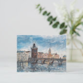 Carte Postale Prag - Peinture de pont Charles (Debout devant)