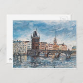 Carte Postale Prag - Peinture de pont Charles (Devant / Derrière)