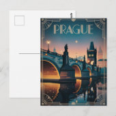 Carte Postale Prague art déco vintage (Devant / Derrière)