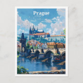 Carte Postale Prague Czechia Art Vintage voyage (Devant)