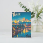 Carte Postale Prague la nuit vintage (Debout devant)