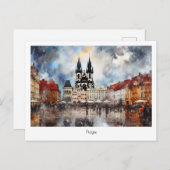 Carte postale Prague nuit en République tchèque (Devant / Derrière)