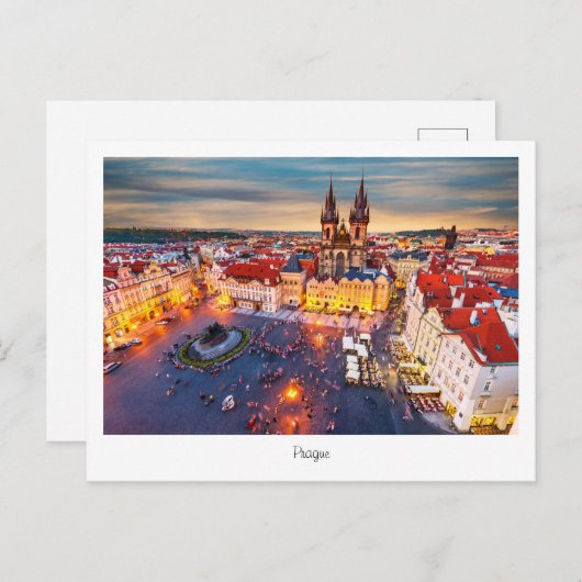 Carte postale Prague nuit en République Tchèque (Devant / Derrière)