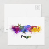 Carte Postale Prague panorama à l'aquarelle (Devant / Derrière)