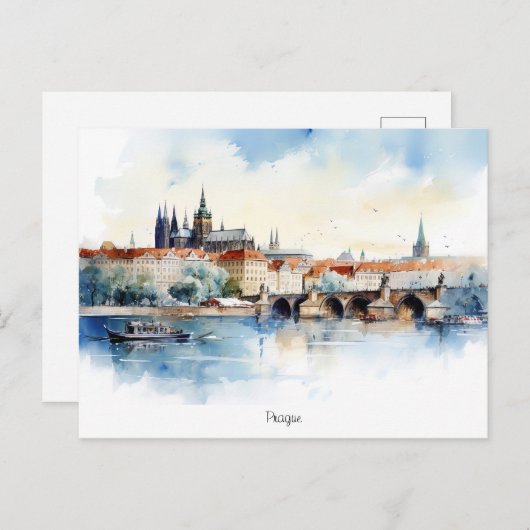 Carte postale Prague peinte (Devant / Derrière)