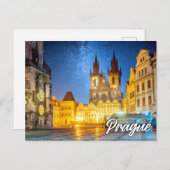 Carte Postale Prague, République Tchèque, Après la nuit (Devant / Derrière)