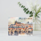 Carte Postale Prague République tchèque aquarelle Panorama (Debout devant)