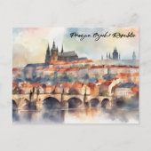 Carte Postale Prague République tchèque aquarelle Panorama (Devant)