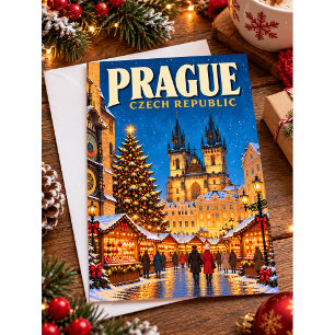 Carte Postale Prague République tchèque Voyage de Noël Vintage
