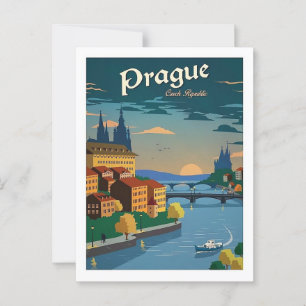 Carte Postale Prague République Tchèque Voyage Retro Imspect