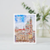 Carte Postale Prague Tchèque célèbre Voyage aquarelle (Debout devant)